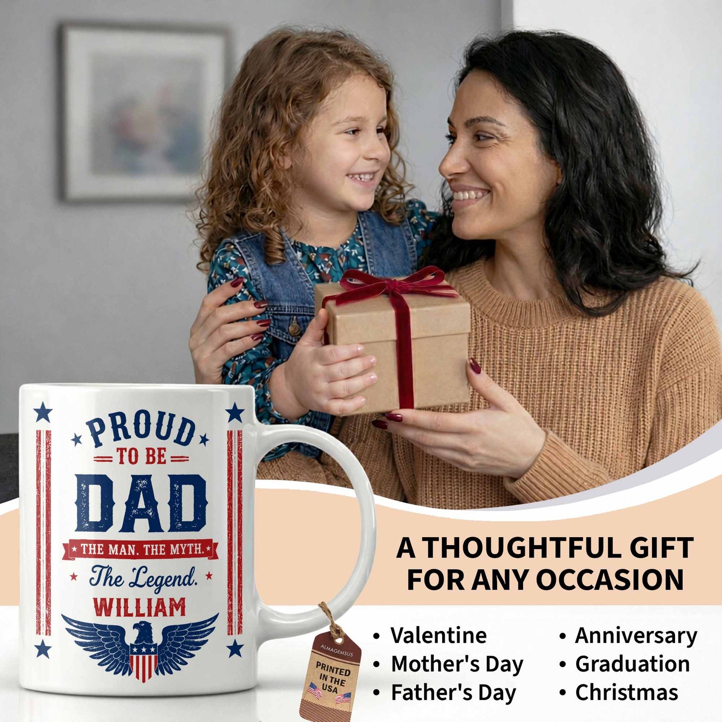 Proud To Be Dad The Man The Myth The Legend Patriotic Eagle - Personalized Custom Coffee Mug - DAD734_MG
