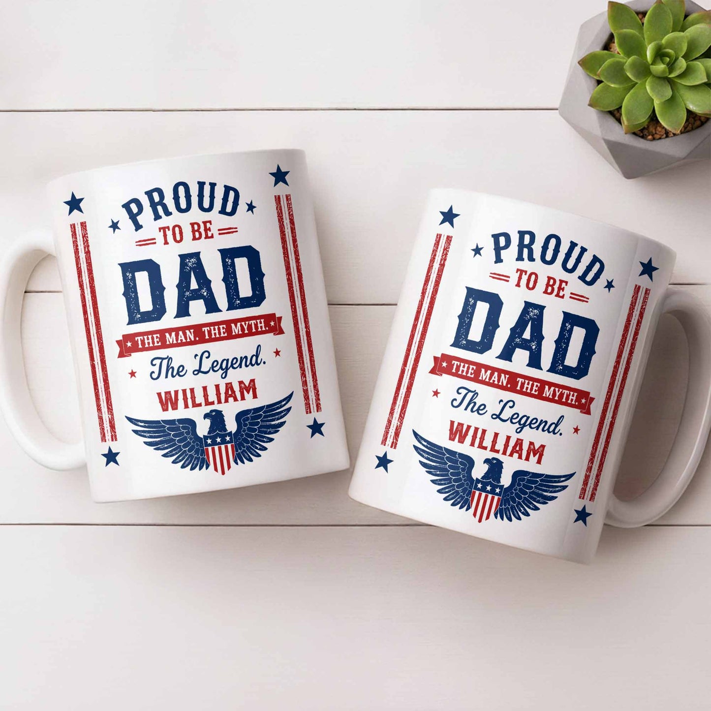 Proud To Be Dad The Man The Myth The Legend Patriotic Eagle - Personalized Custom Coffee Mug - DAD734_MG