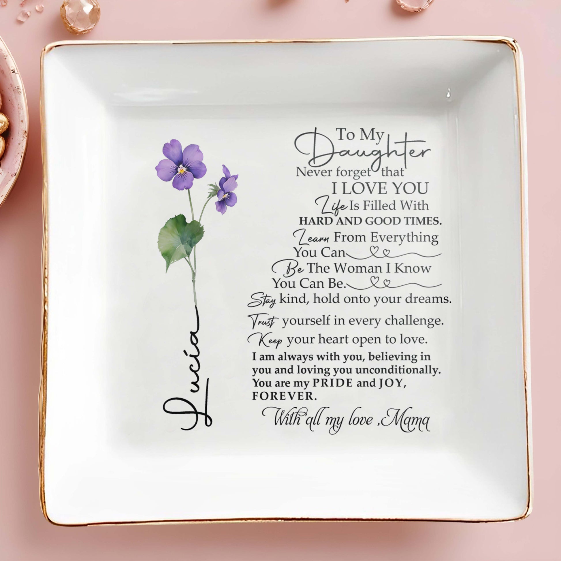 To My Daughter With All My Love Personalized Jewelry Dish