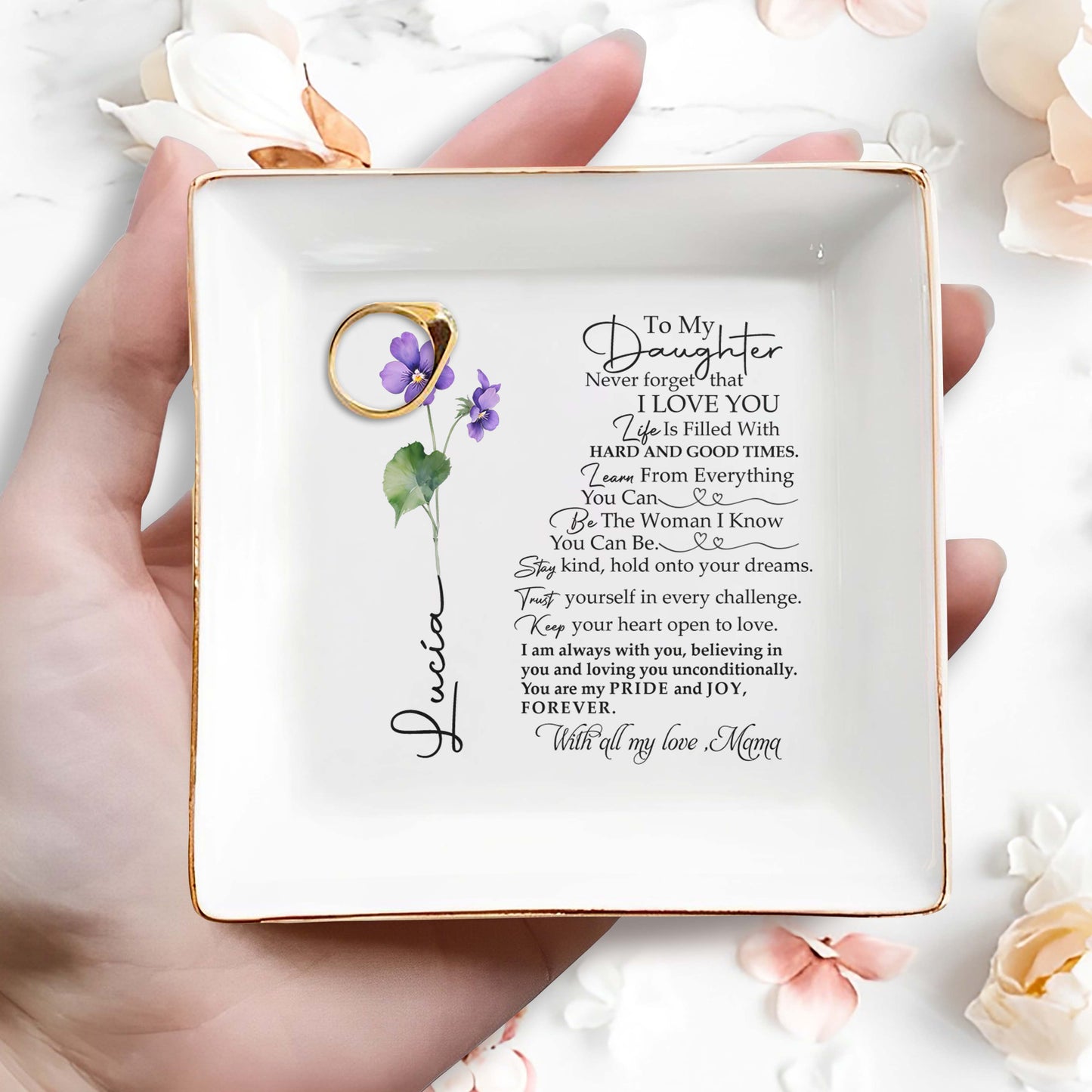 To My Daughter With All My Love Personalized Jewelry Dish