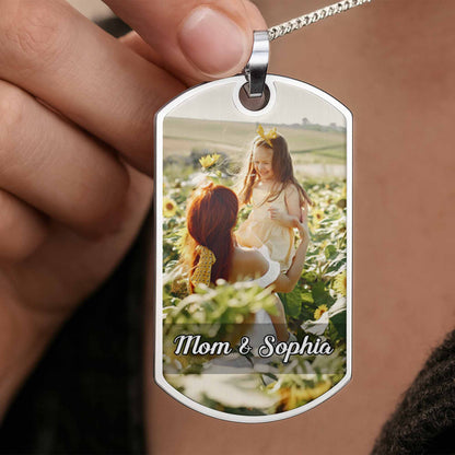 To My, A Sentimental Message With Sunflowers - Personalized Custom Dog Tag Necklace - DAU019_DTNECK