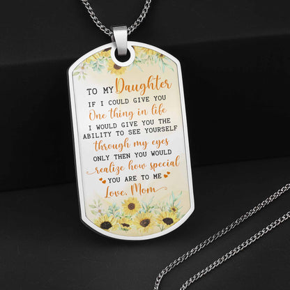 To My, A Sentimental Message With Sunflowers - Personalized Custom Dog Tag Necklace - DAU019_DTNECK