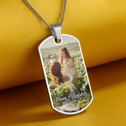 To My, A Sentimental Message With Sunflowers - Personalized Custom Dog Tag Necklace - DAU019_DTNECK