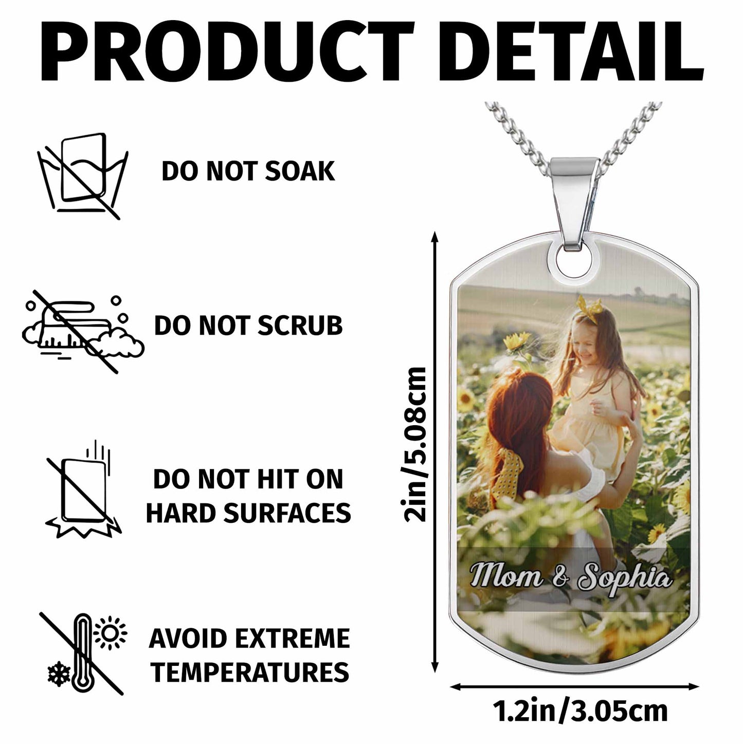 To My, A Sentimental Message With Sunflowers - Personalized Custom Dog Tag Necklace - DAU019_DTNECK