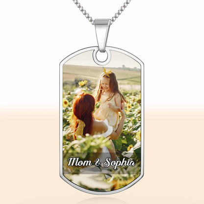 To My, A Sentimental Message With Sunflowers - Personalized Custom Dog Tag Necklace - DAU019_DTNECK
