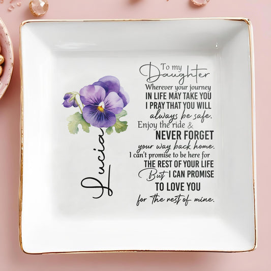 To My Daughter Enjoy the Ride & Never Forget - Personalized Custom Jewelry Dish - DAU019_SCRD