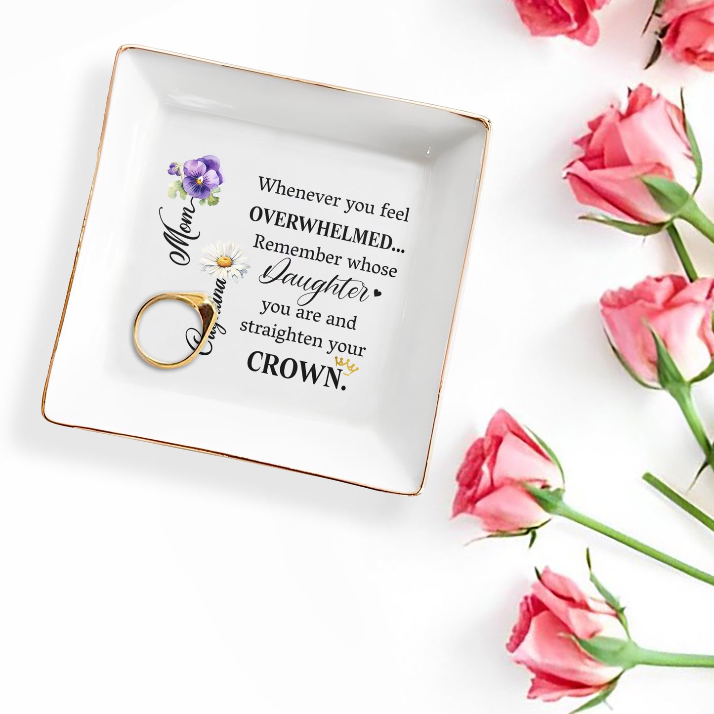 Straighten Your Crown Personalized Jewelry Dish