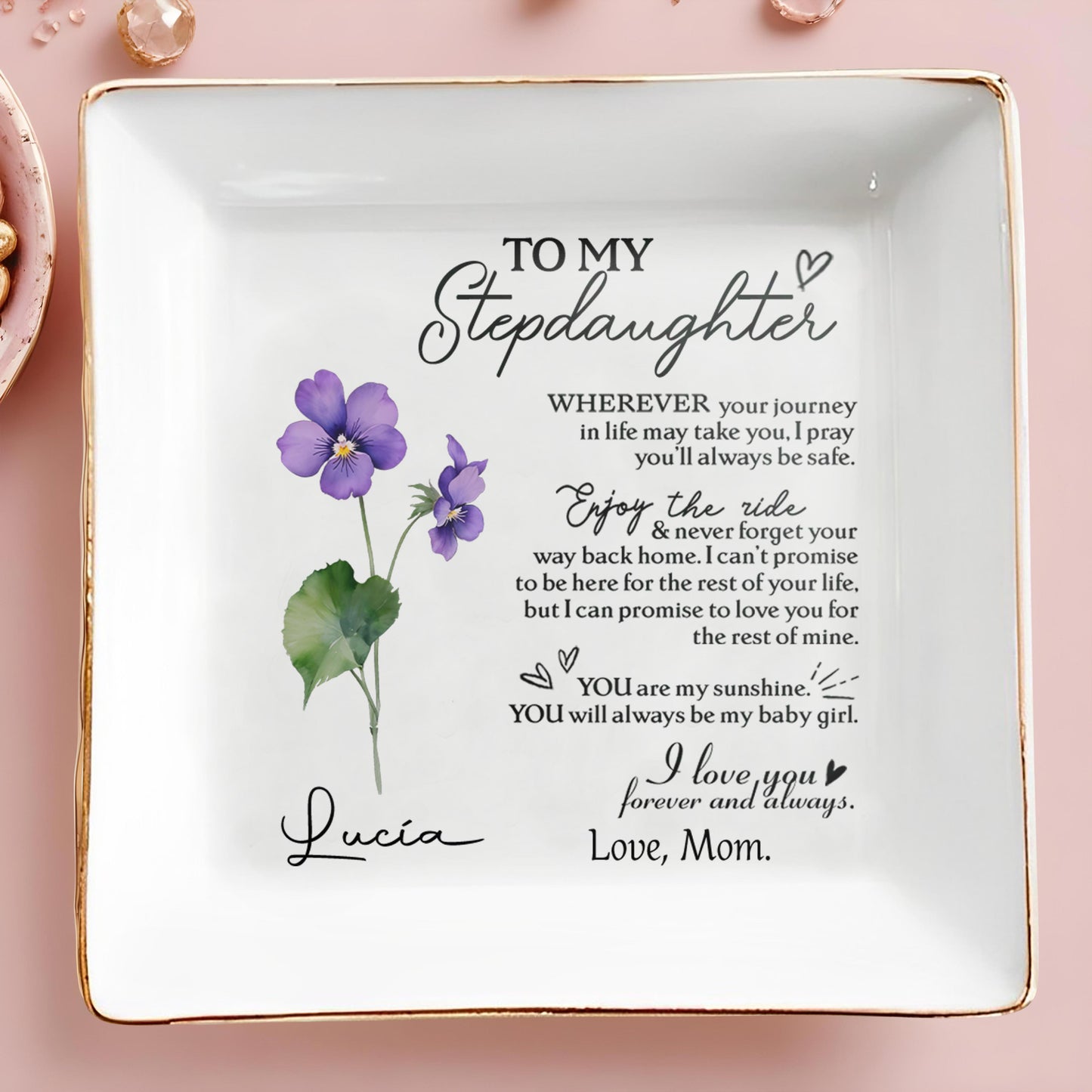 Loving Message To Stepdaughter With Hearts And Flowers