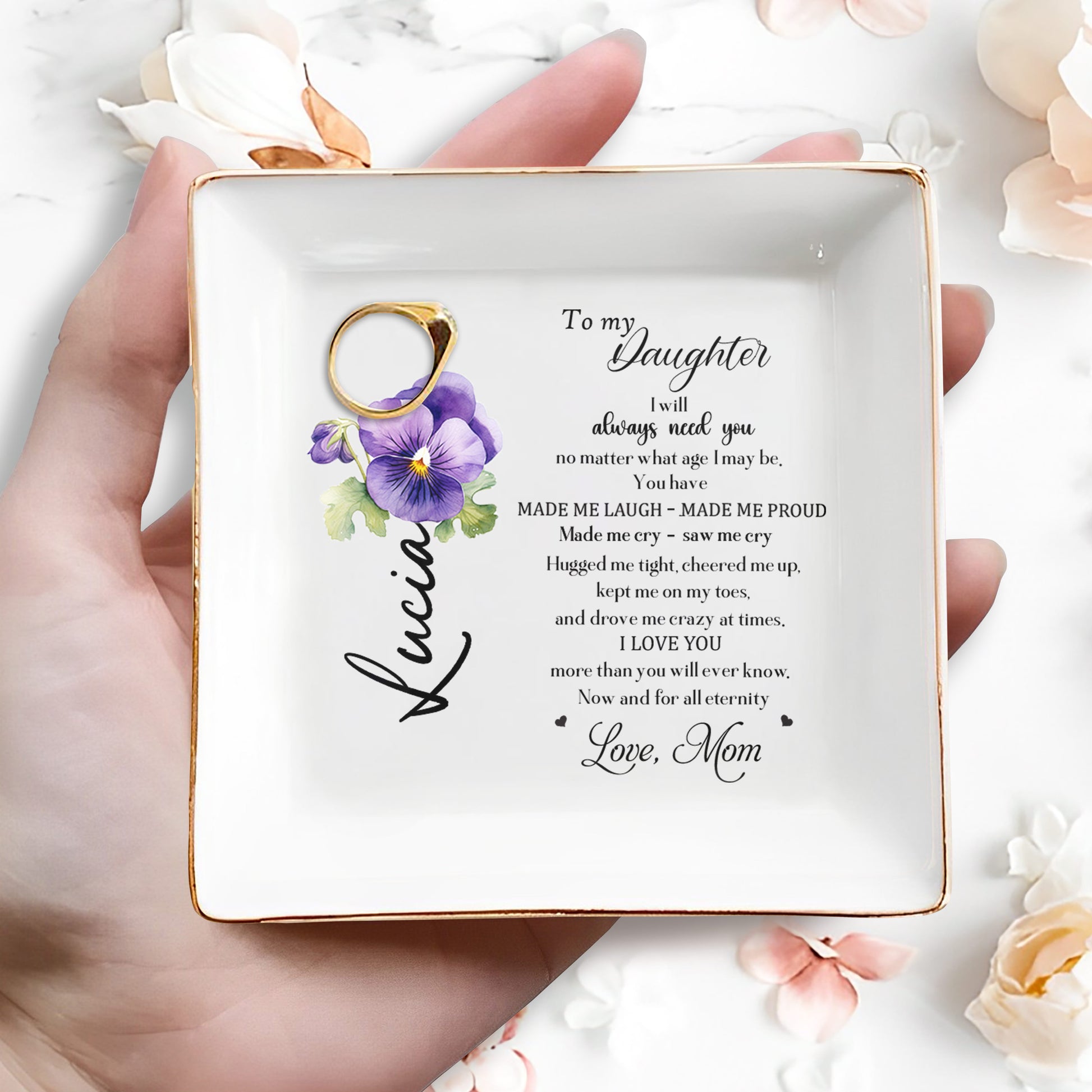 To My Daughter, Eternal Love And Support Jewelry Dish