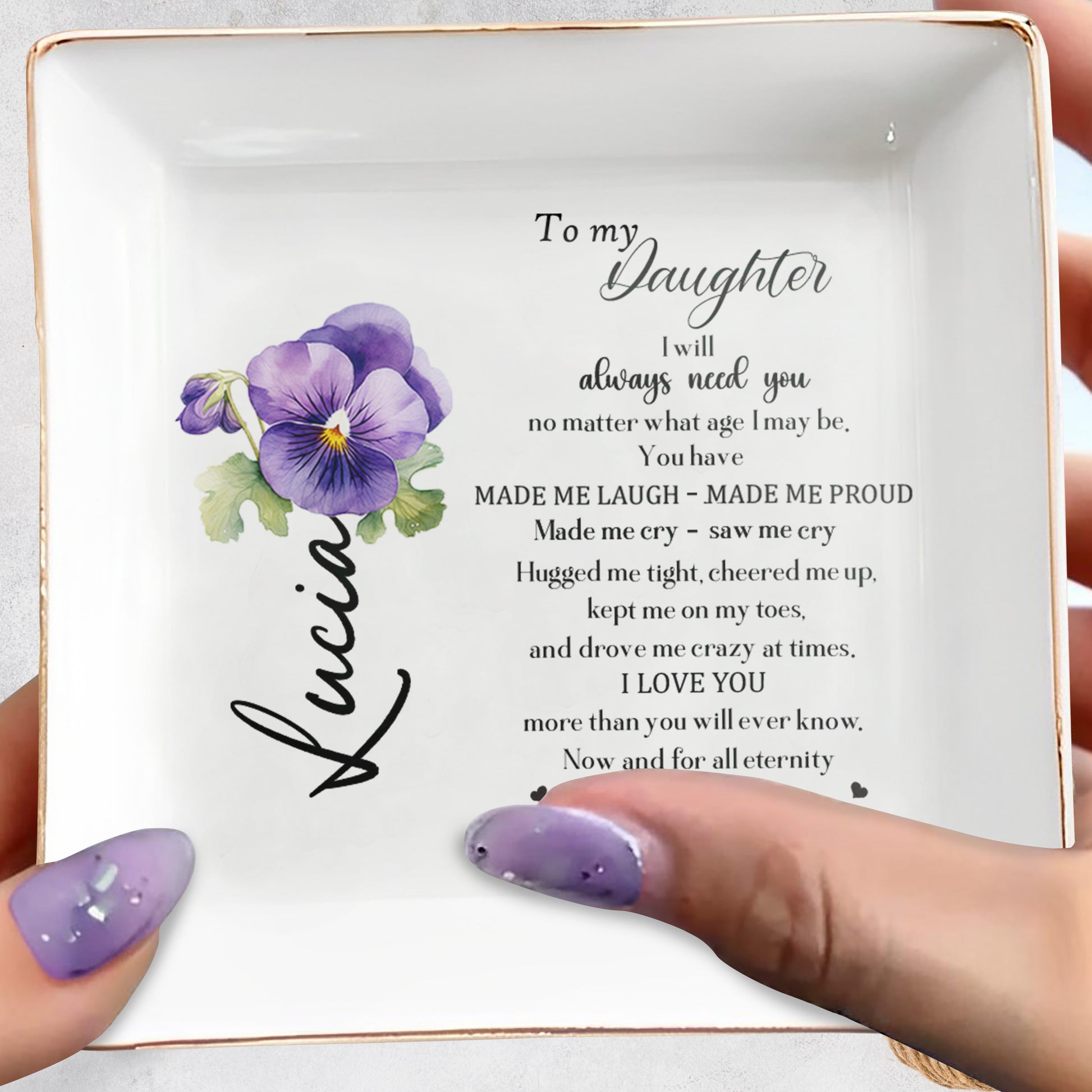 To My Daughter, Eternal Love And Support Jewelry Dish