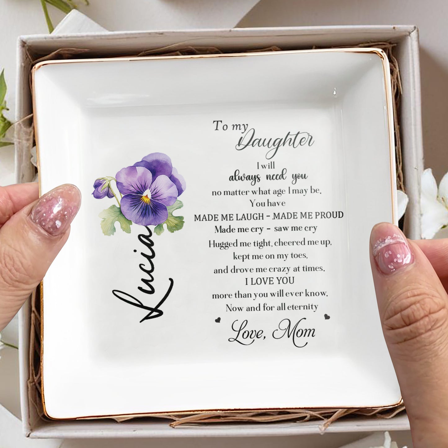 To My Daughter, Eternal Love And Support Jewelry Dish