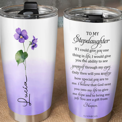 Gift From Heaven Violet Flowers Tumbler For Stepdaughter