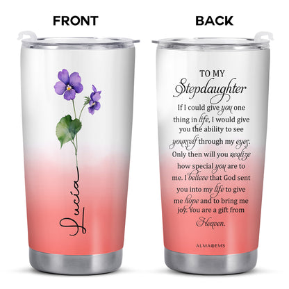 Gift From Heaven Violet Flowers Tumbler For Stepdaughter