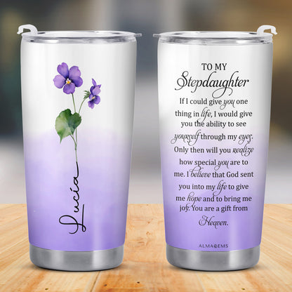 Gift From Heaven Violet Flowers Tumbler For Stepdaughter