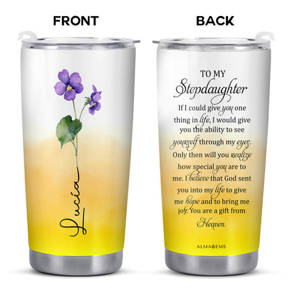 Gift From Heaven Violet Flowers Tumbler For Stepdaughter