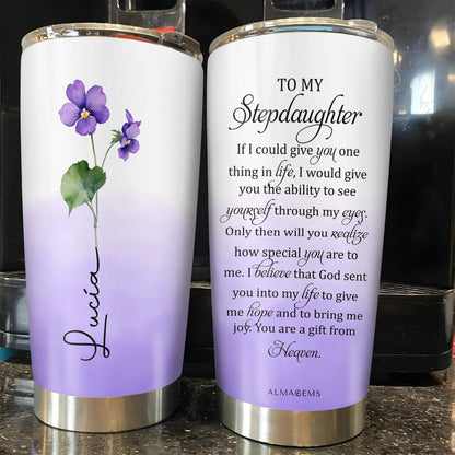 Gift From Heaven Violet Flowers Tumbler For Stepdaughter