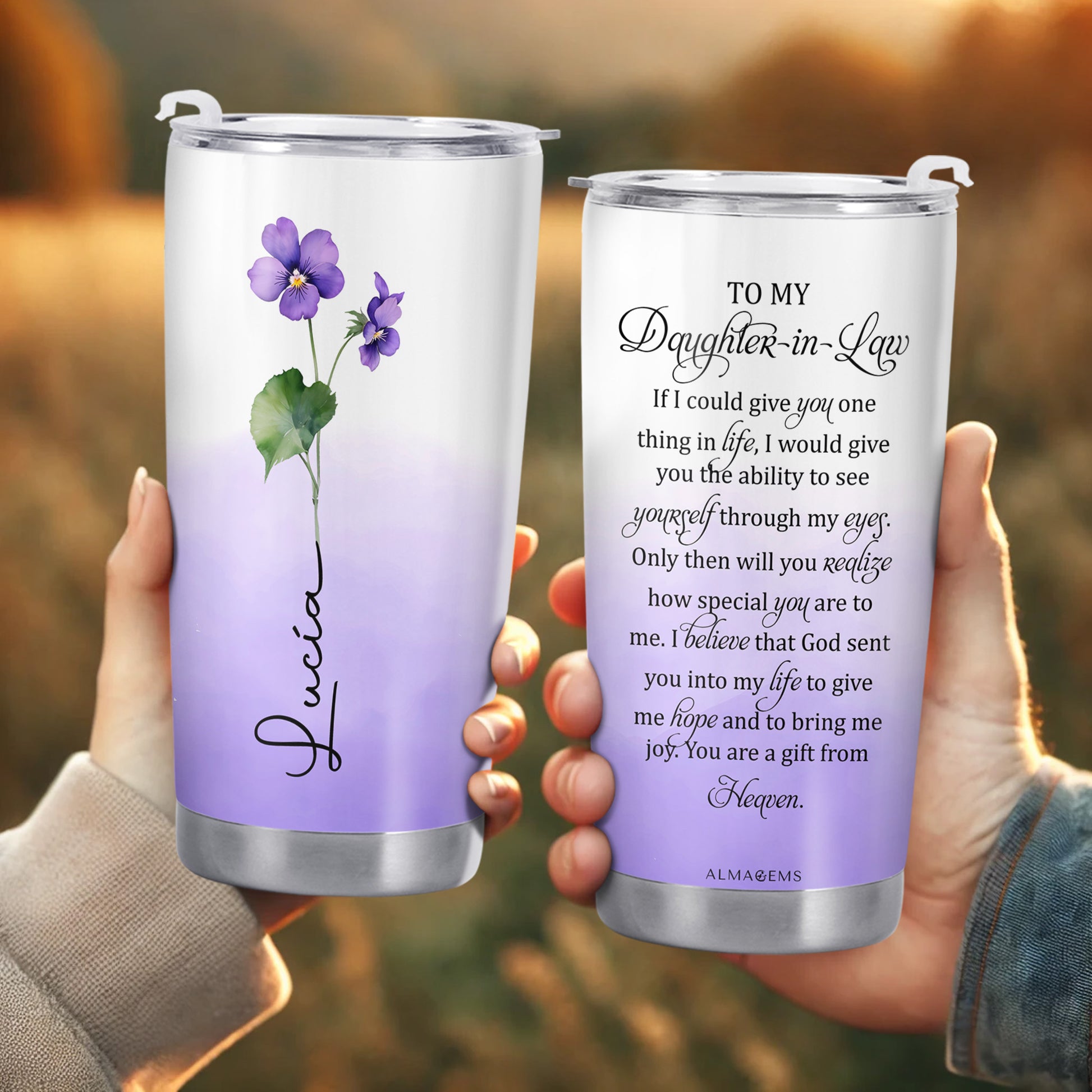 Cherish Nature's Beauty In Every Sip Violet Flower Tumbler