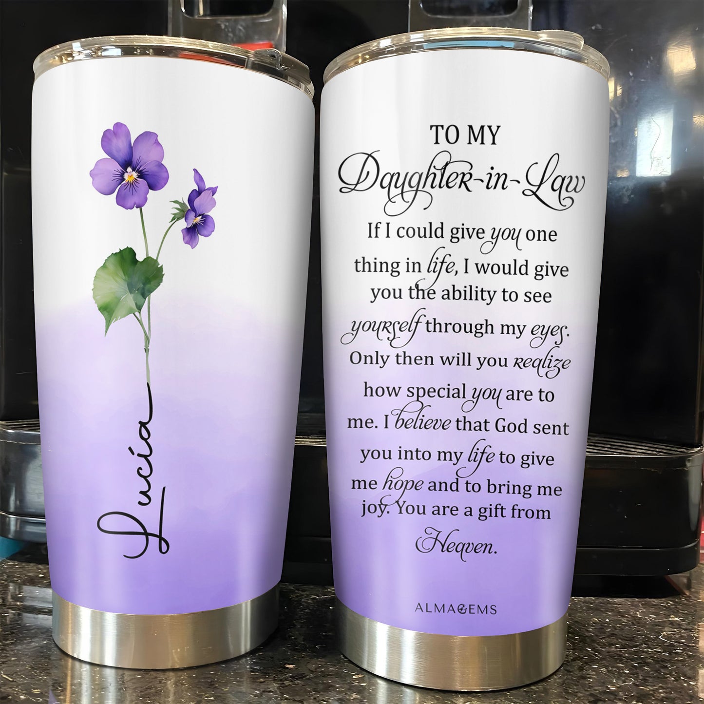 Cherish Nature's Beauty In Every Sip Violet Flower Tumbler