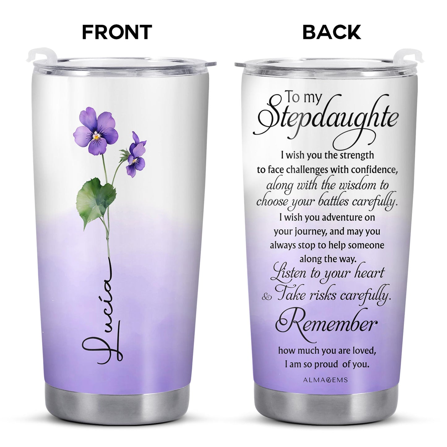 Stepdaughter Violet Flower Inspirational Custom Tumbler