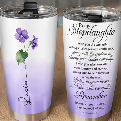 Stepdaughter Violet Flower Inspirational Custom Tumbler