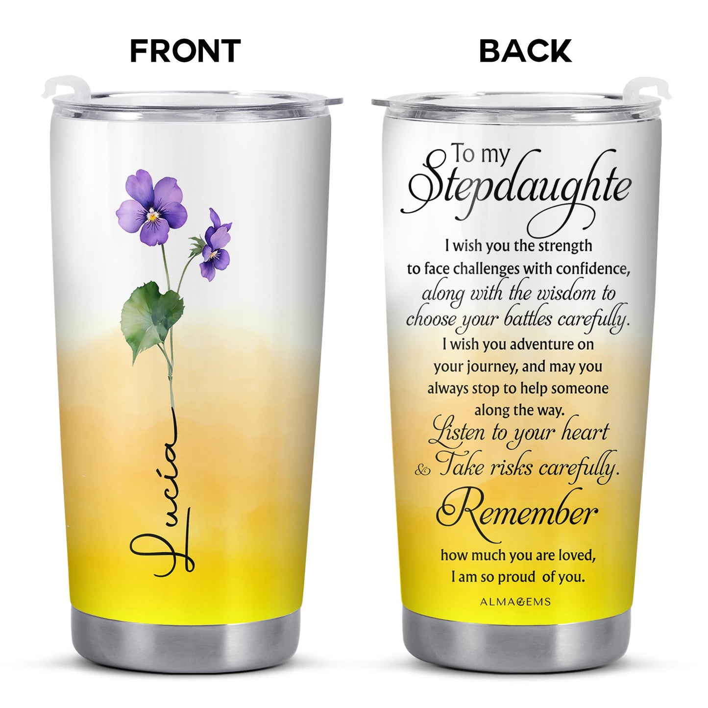 Stepdaughter Violet Flower Inspirational Custom Tumbler