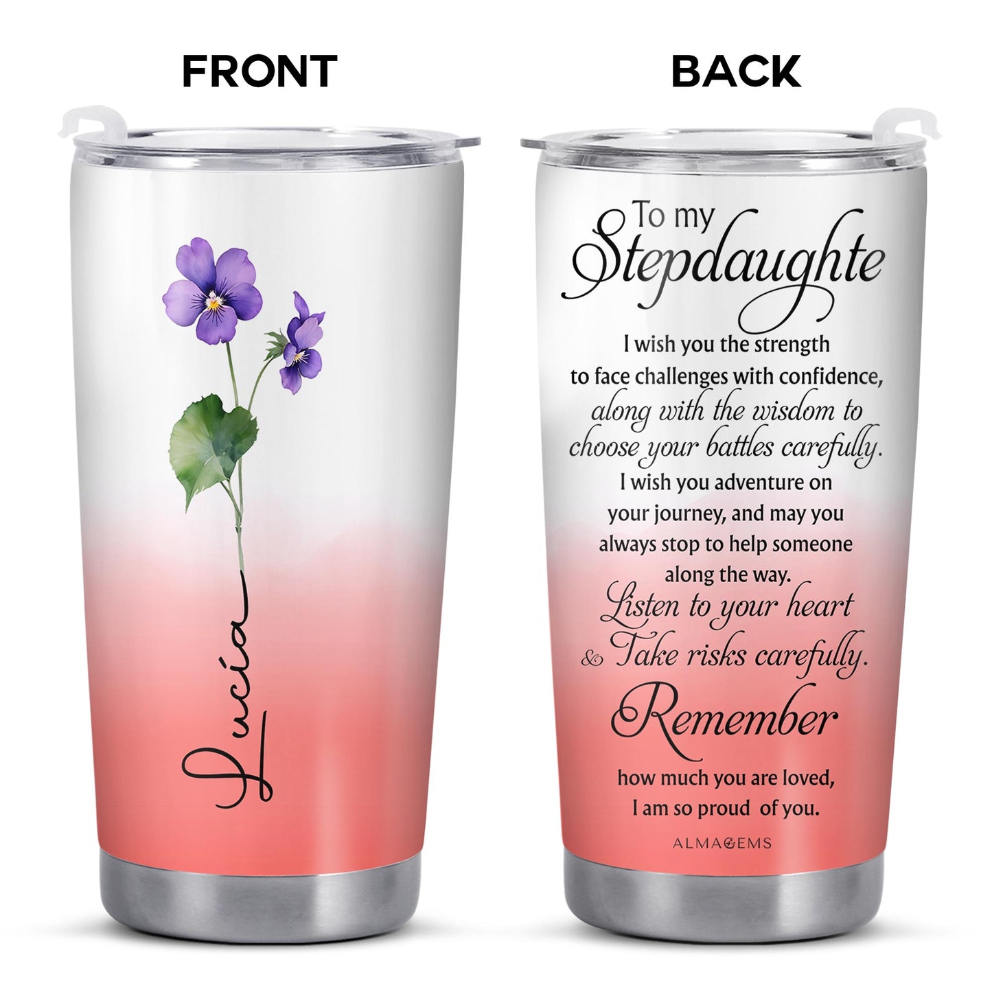 Stepdaughter Violet Flower Inspirational Custom Tumbler