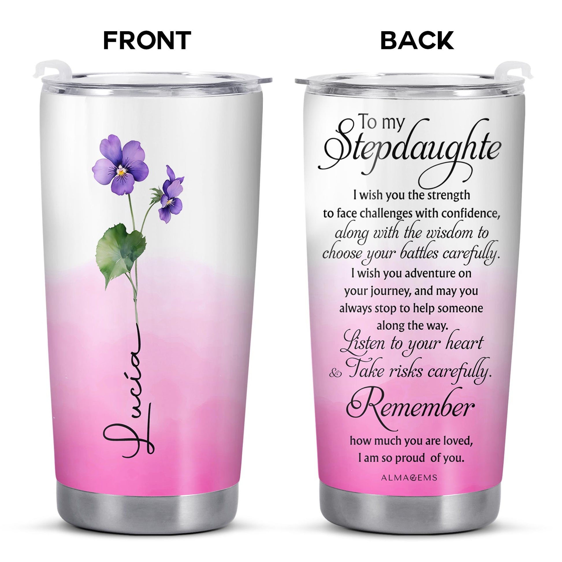 Stepdaughter Violet Flower Inspirational Custom Tumbler