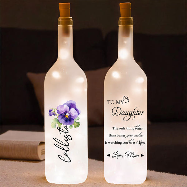 Para mi hija, flores y amor - Lámpara de botella personalizada - DAU079_BTL