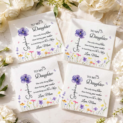 To My Daughter In Law Better Than Being A Mother In Law Flower - Personalized Cocktail Napkins - DILA091_PENAP