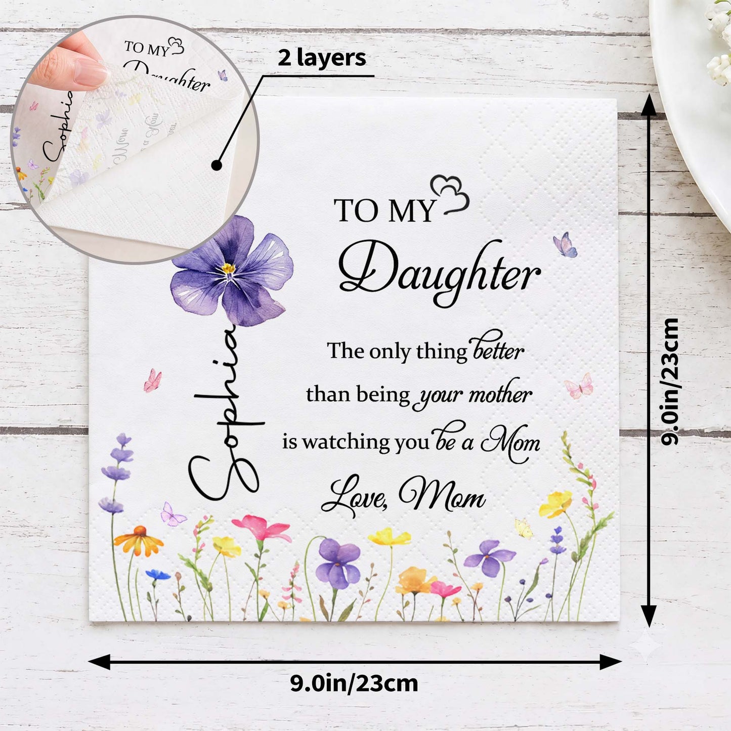 To My Daughter In Law Better Than Being A Mother In Law Flower - Personalized Cocktail Napkins - DILA091_PENAP