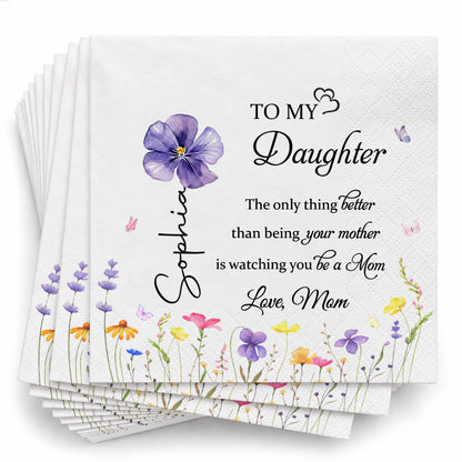 To My Daughter In Law Better Than Being A Mother In Law Flower - Personalized Cocktail Napkins - DILA091_PENAP