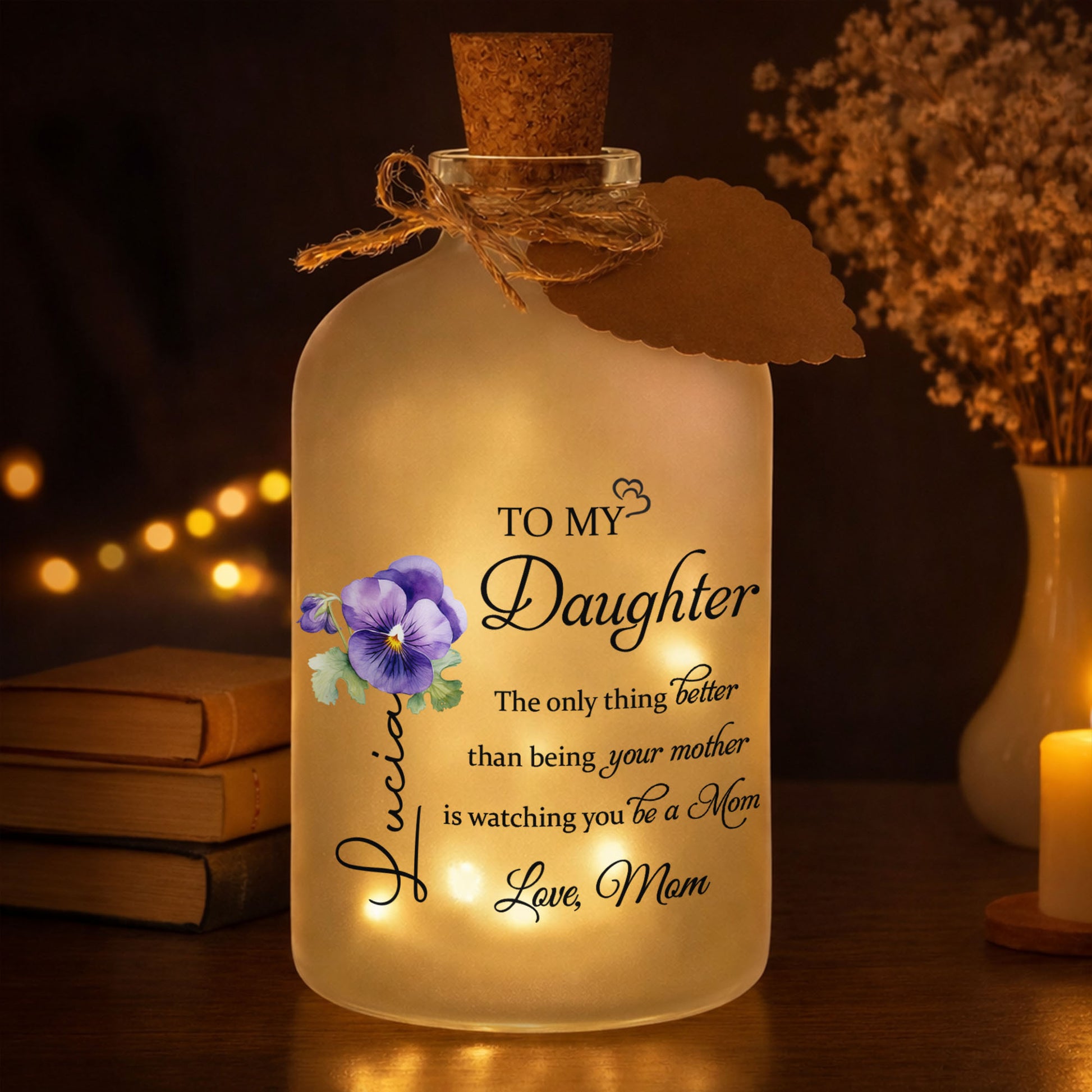 To My Daughter, Love From Mom, Pansy Flower Design