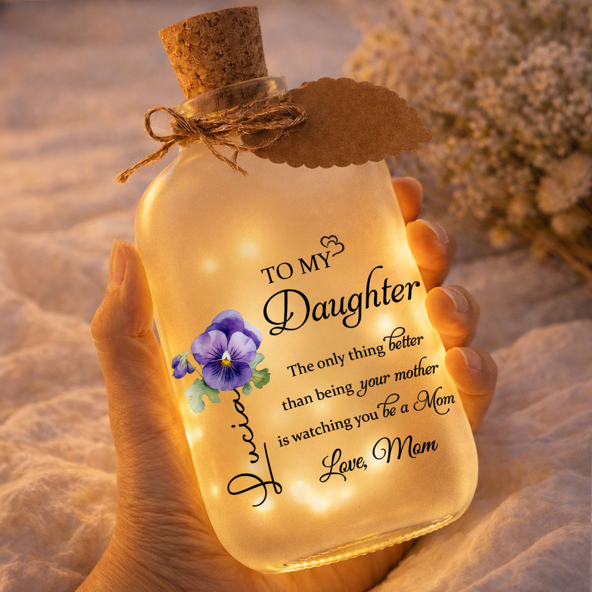 To My Daughter, Love From Mom, Pansy Flower Design