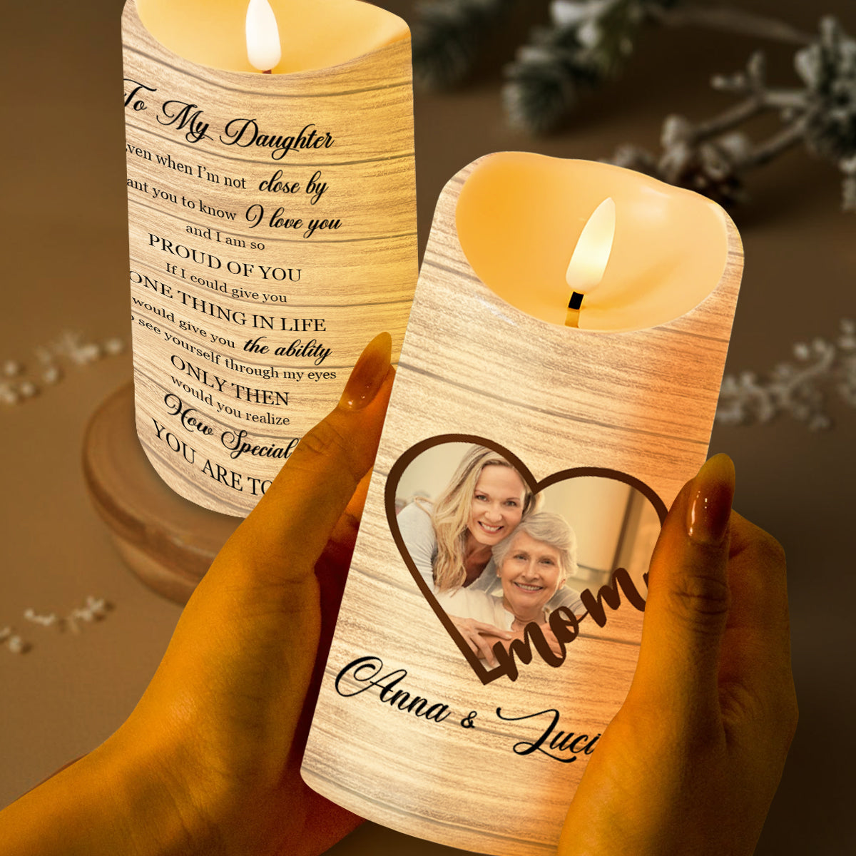 To My Daughter See Yourself Through My Eyes Heart Candle