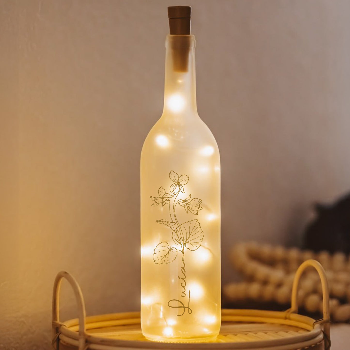 Para mi hija, verte ser mamá, diseño floral - Lámpara de botella personalizada - DAU106_BTL