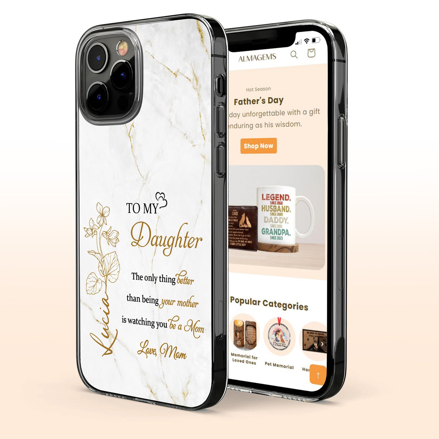 To My Daughter, The Only Thing Better Than Being Your Mother Is Watching You Be A Mom, Flowers And Marble Pattern