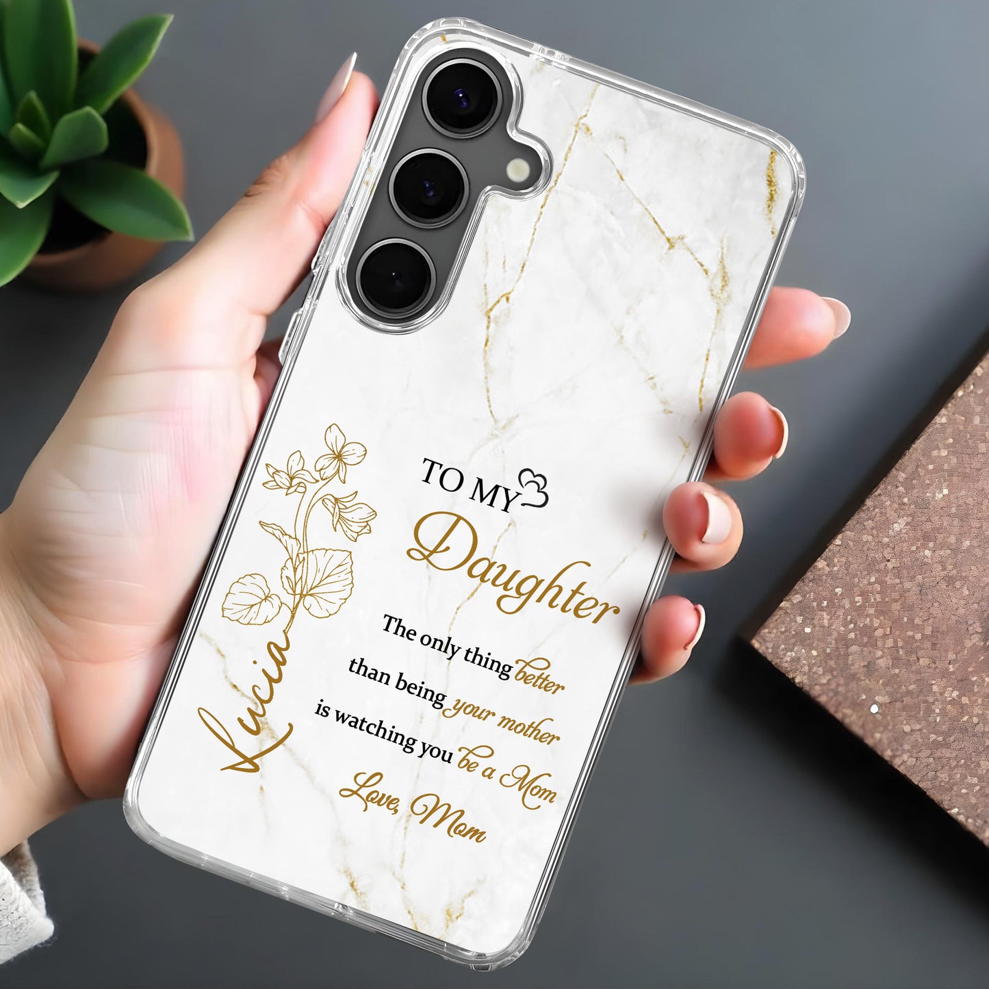 To My Daughter, The Only Thing Better Than Being Your Mother Is Watching You Be A Mom, Flowers And Marble Pattern