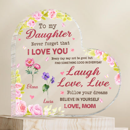 Love You Daughter, Laugh Love Live Believe, Heart Shaped Plaque