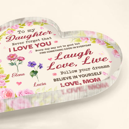 Love You Daughter, Laugh Love Live Believe, Heart Shaped Plaque