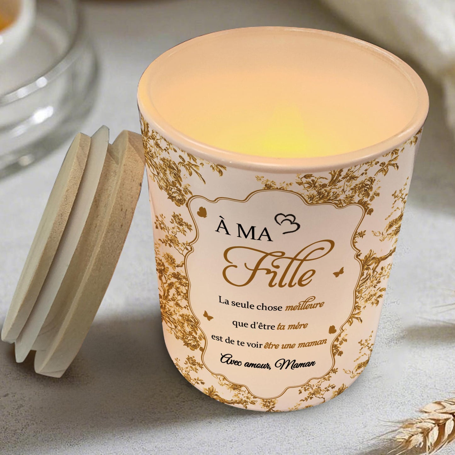 The Best Thing About Being a Mother, Flowers and Hearts Design - Personalized Custom Glass Jar With LED - DAU136_LEJAR