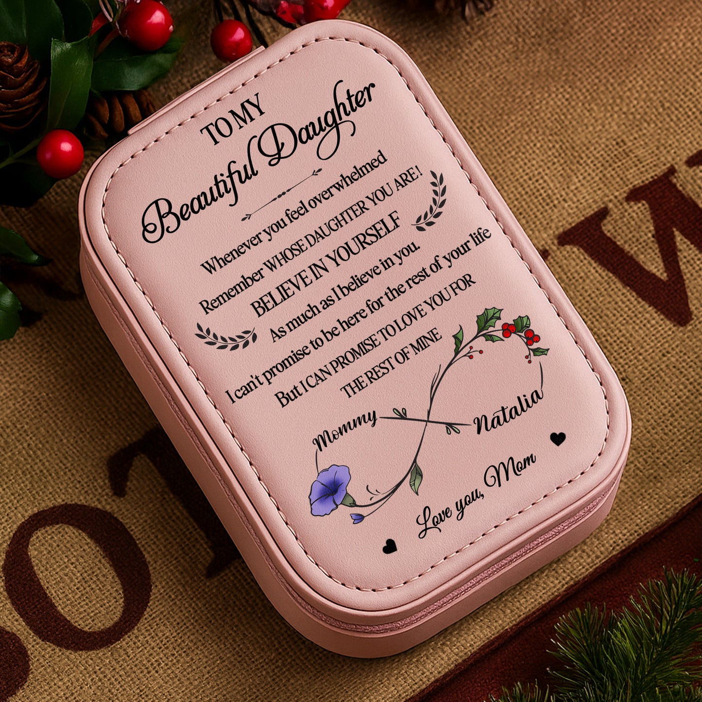 To My Beautiful Daughter, Flowers and Heart Design