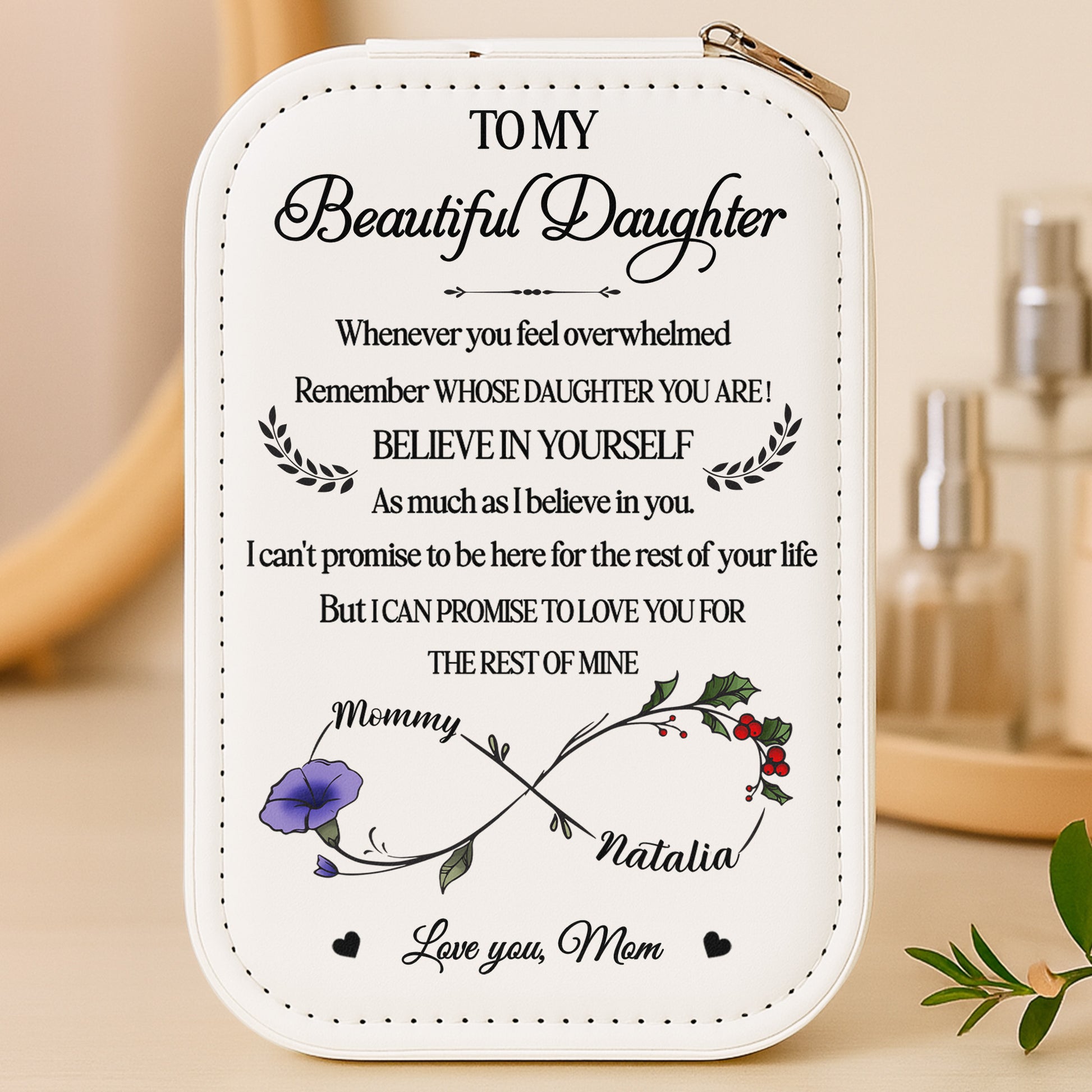 To My Beautiful Daughter, Flowers and Heart Design