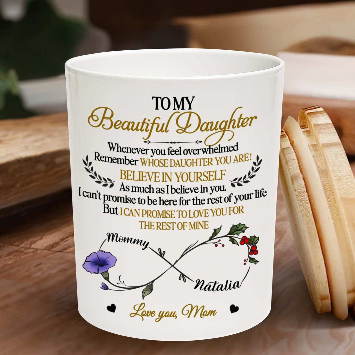 To My Beautiful Daughter, Floral And Heart Design