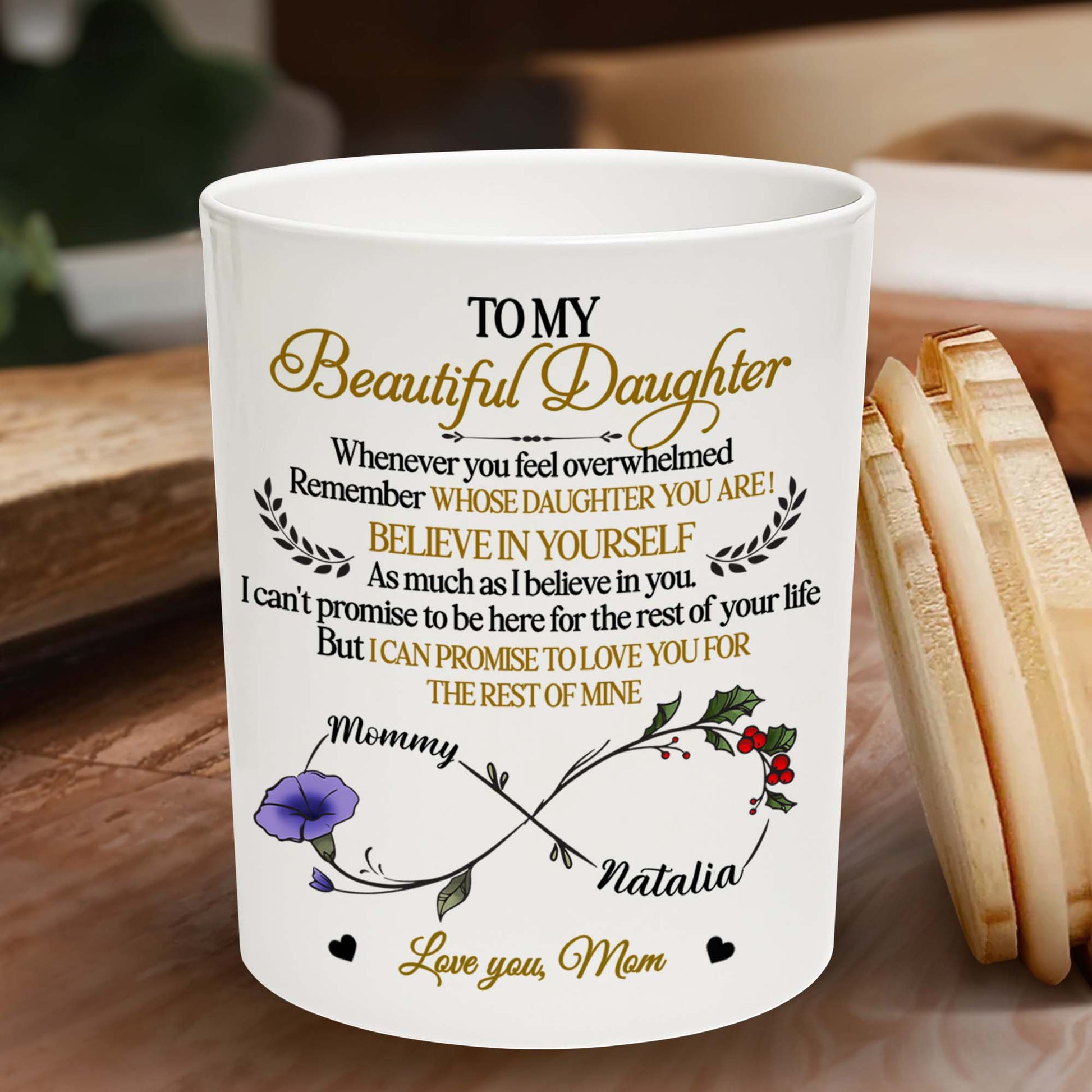 To My Beautiful Daughter, Floral And Heart Design