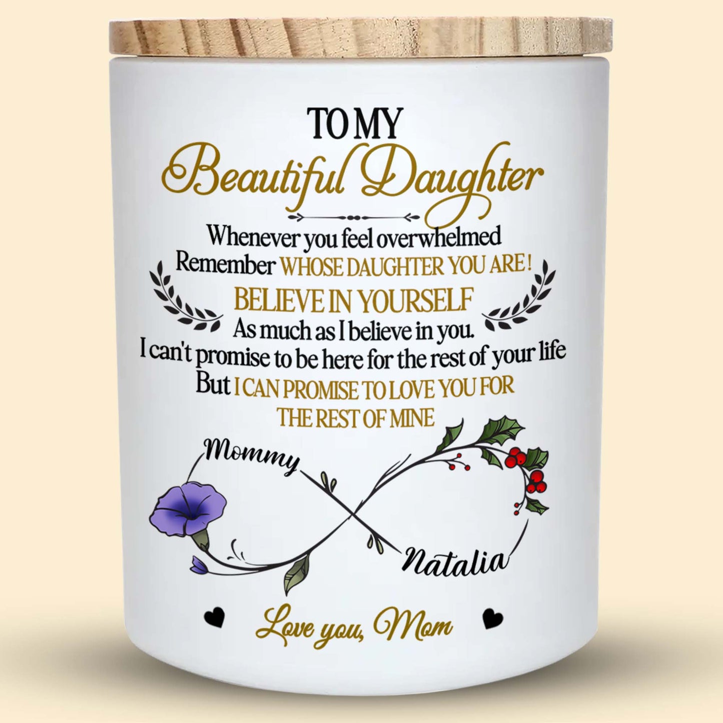 To My Beautiful Daughter, Floral And Heart Design