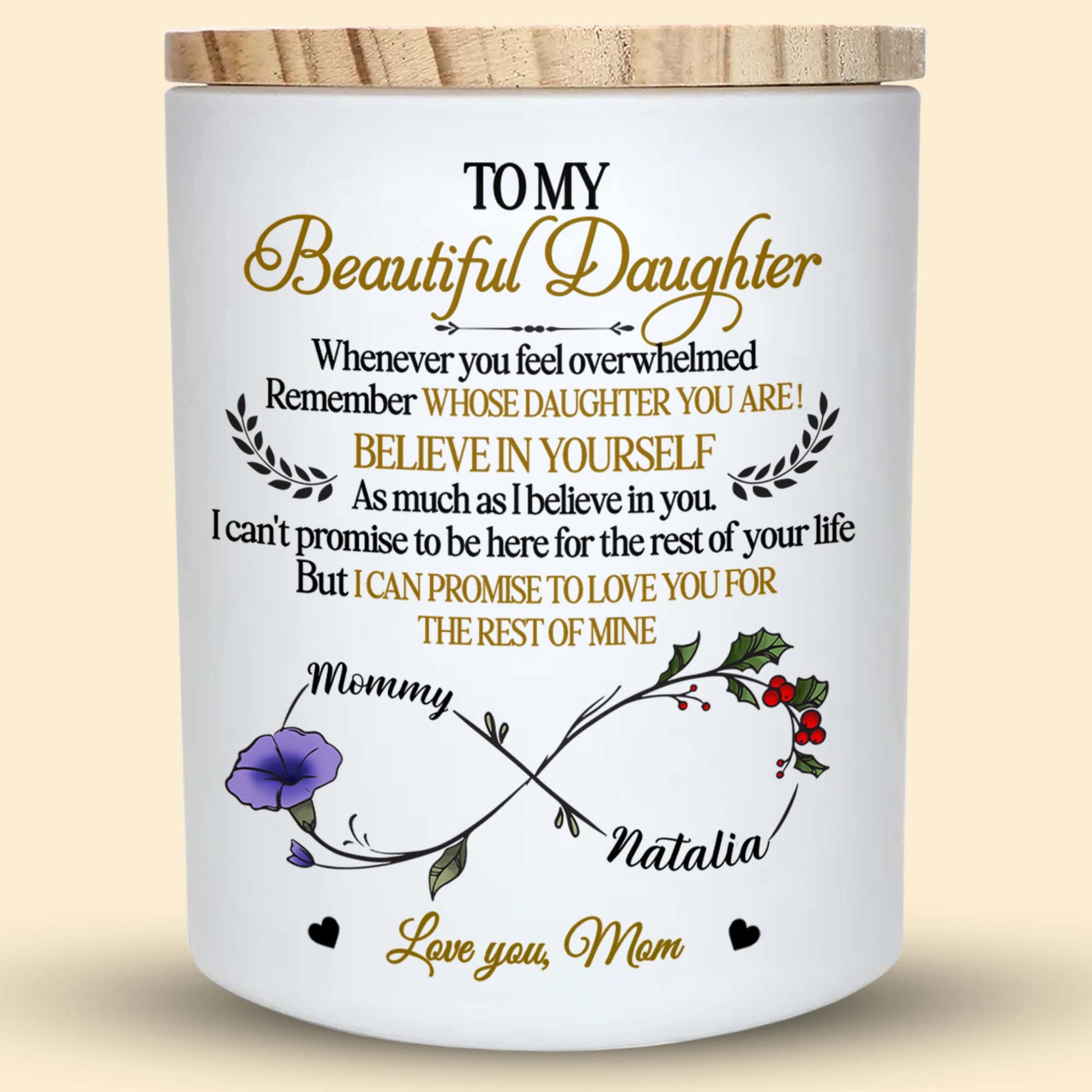 To My Beautiful Daughter, Floral And Heart Design