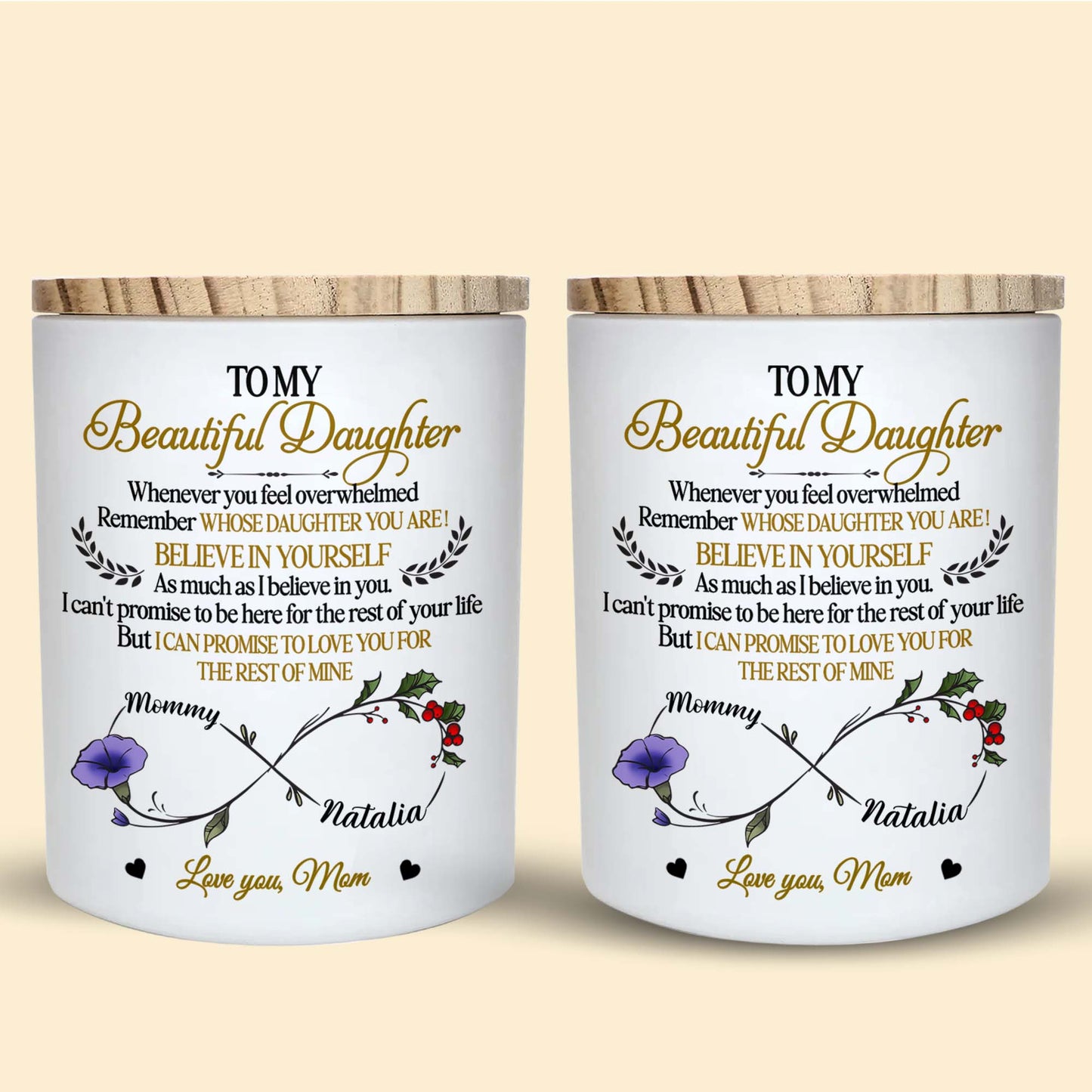 To My Beautiful Daughter, Floral And Heart Design