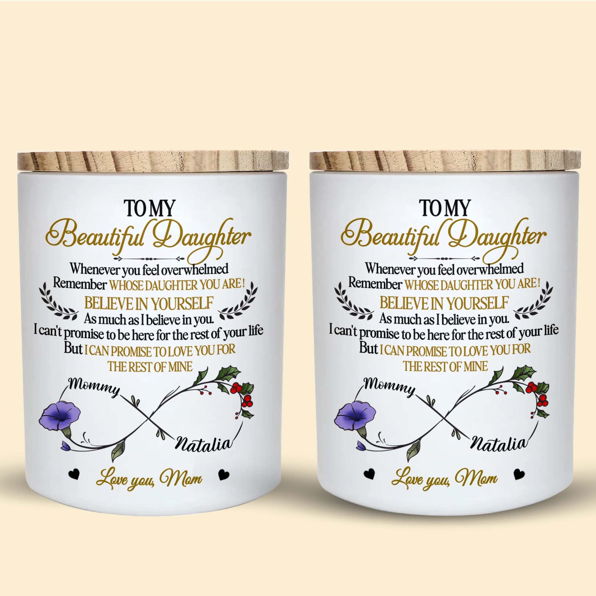 To My Beautiful Daughter, Floral And Heart Design