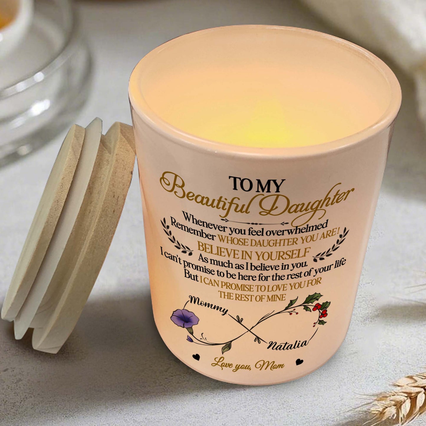 To My Beautiful Daughter, Floral And Heart Design