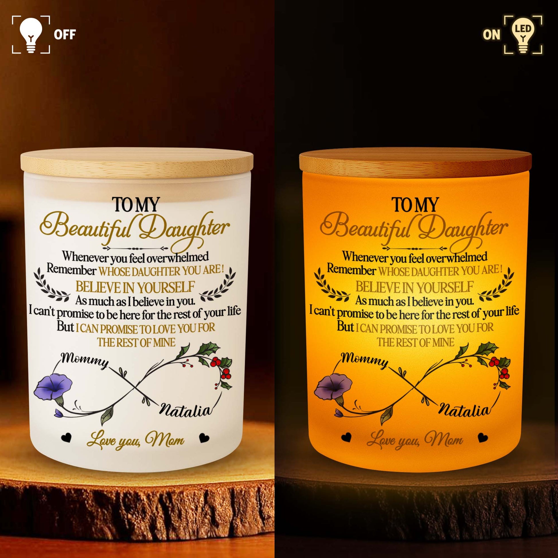 To My Beautiful Daughter, Floral And Heart Design